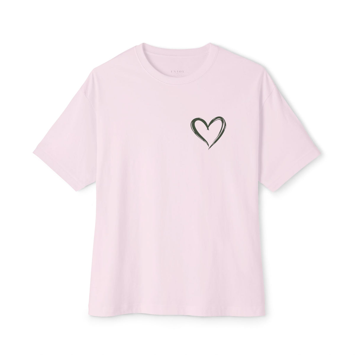 Minimal Heart Boxy Tee — Cute Pink Oversized T‑Shirt