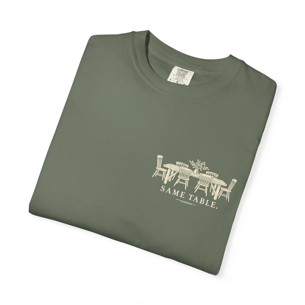 Same Table Different Stories T-Shirt — Inspirational Community Quote Tee