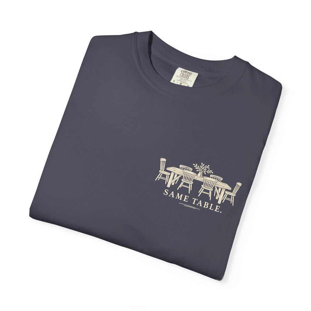 Same Table Different Stories T-Shirt — Inspirational Community Quote Tee