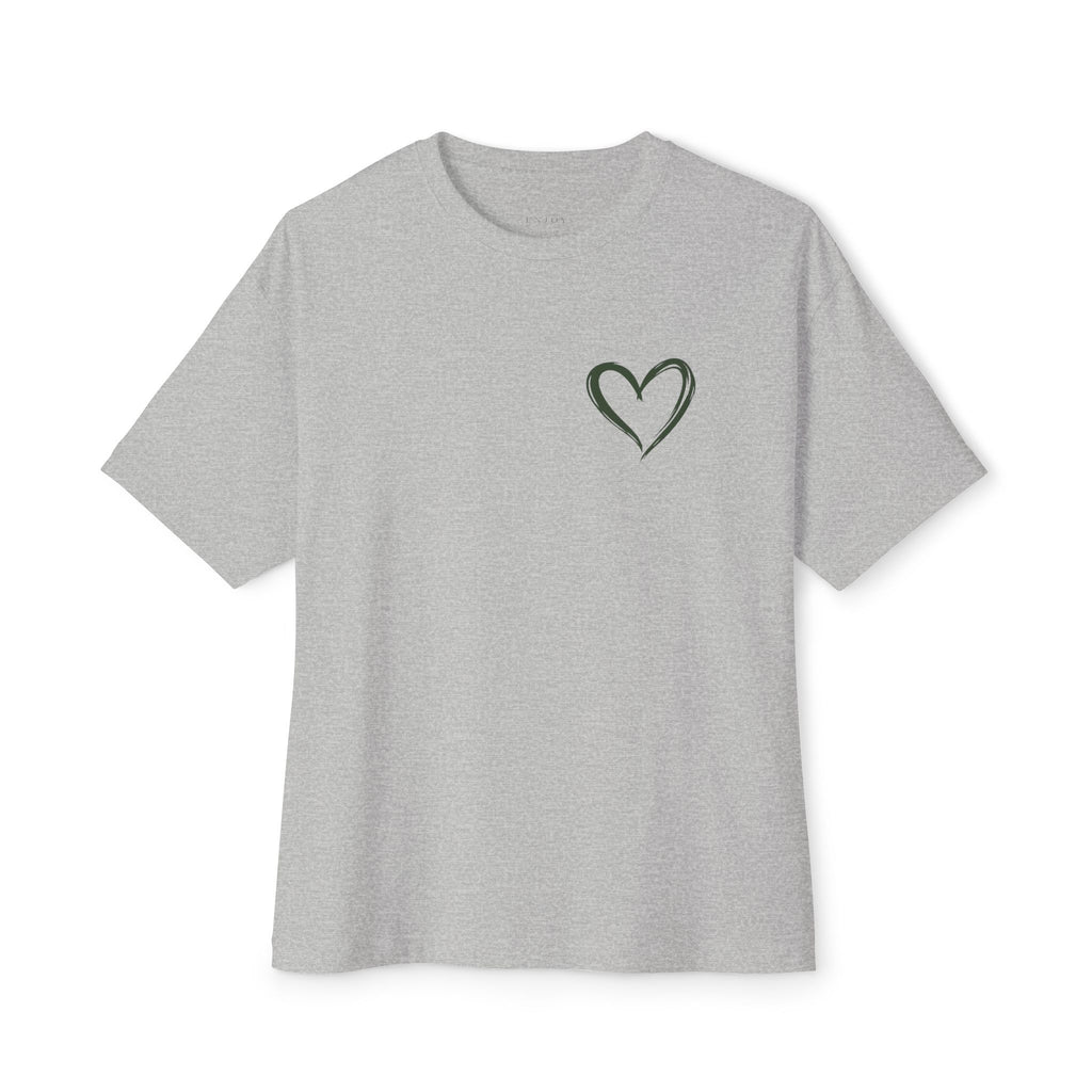 Minimal Heart Boxy Tee — Cute Pink Oversized T‑Shirt