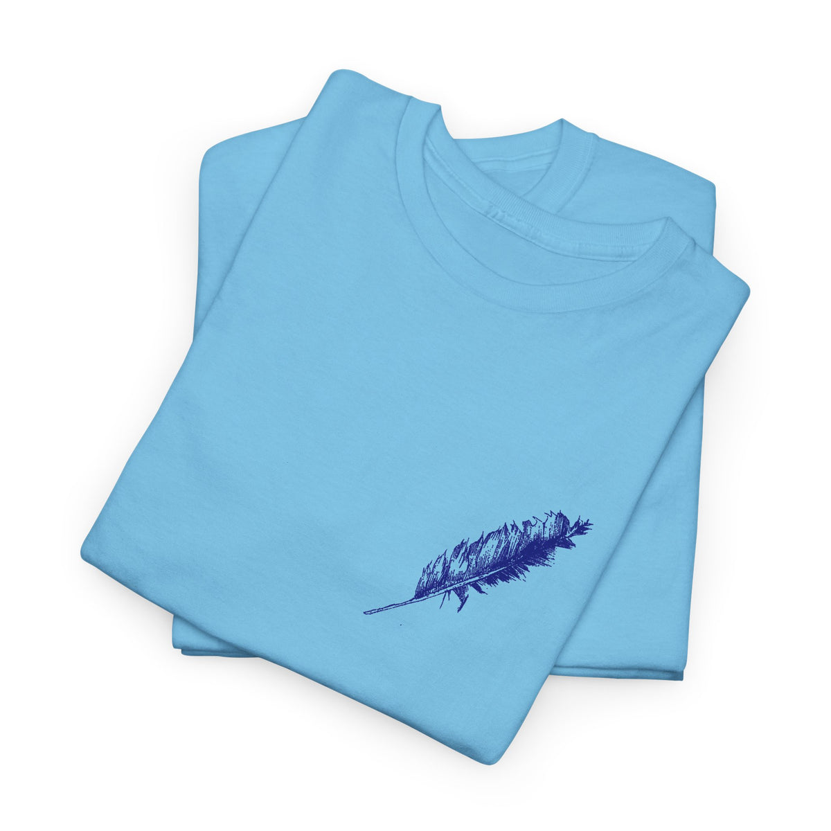 Inspirational Feather Tee — "Seek and find the river that leads to life everlasting" Back Print
