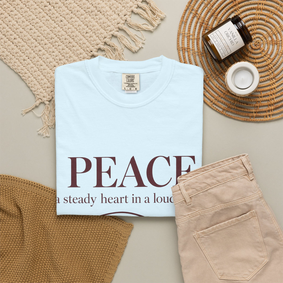 Peace T-Shirt – "PEACE: a steady heart in a loud world" Inspirational Graphic Tee