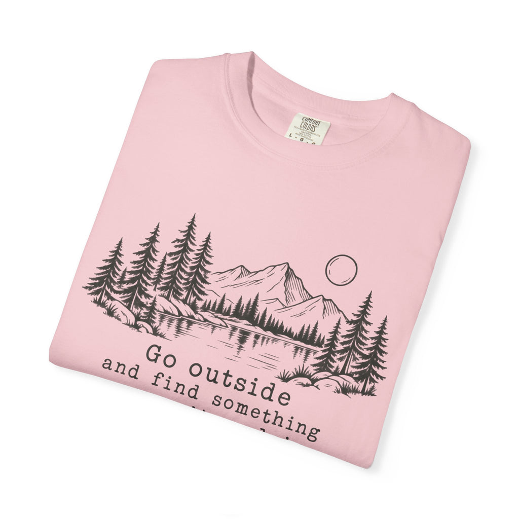 T-Shirt — 'Go Outside' Mountain & Forest Graphic Tee — Adventure Nature Quote