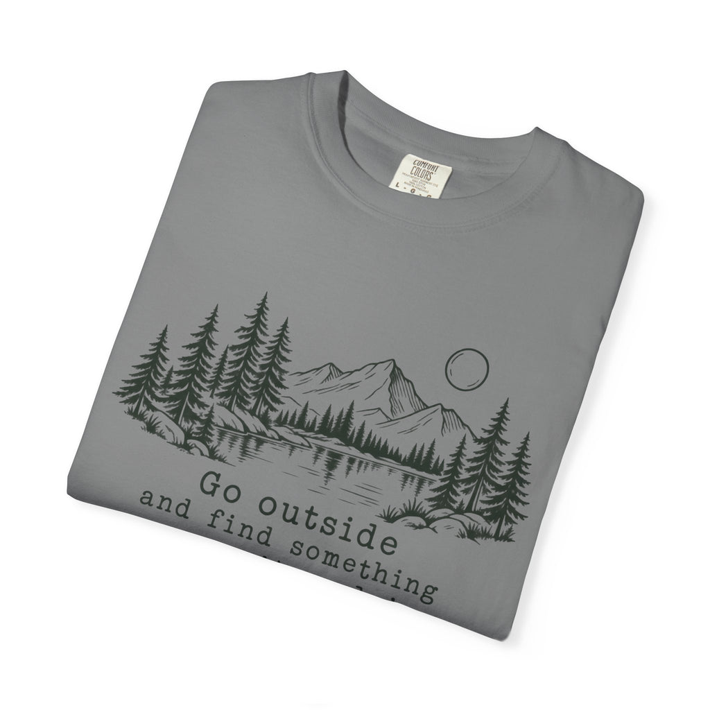 T-Shirt — 'Go Outside' Mountain & Forest Graphic Tee — Adventure Nature Quote