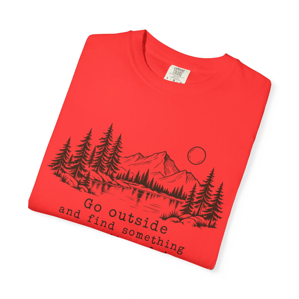 T-Shirt — 'Go Outside' Mountain & Forest Graphic Tee — Adventure Nature Quote