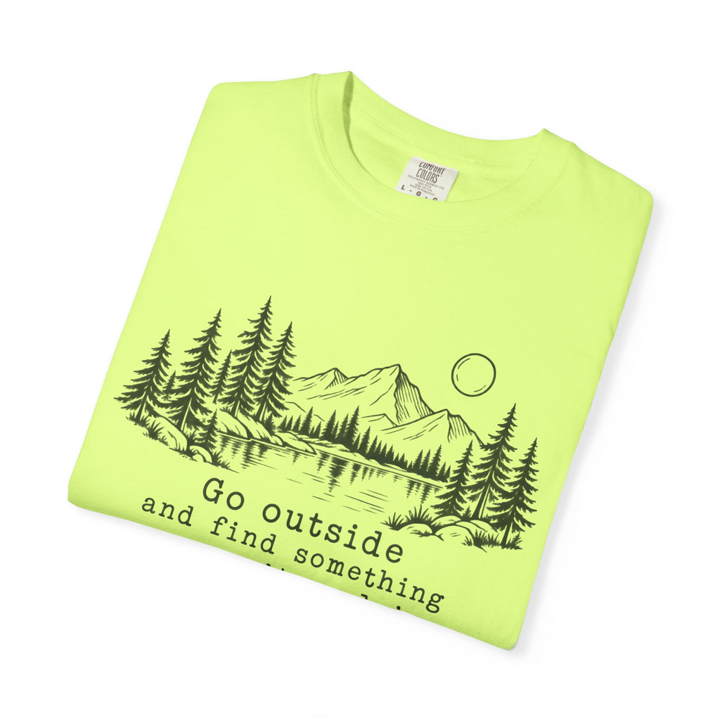 T-Shirt — 'Go Outside' Mountain & Forest Graphic Tee — Adventure Nature Quote
