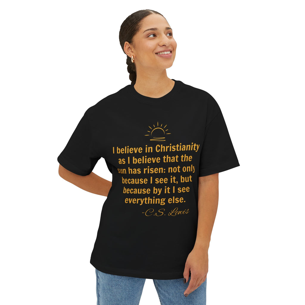 Christianity Quote Tee — C.S. Lewis Sunrise Faith Shirt