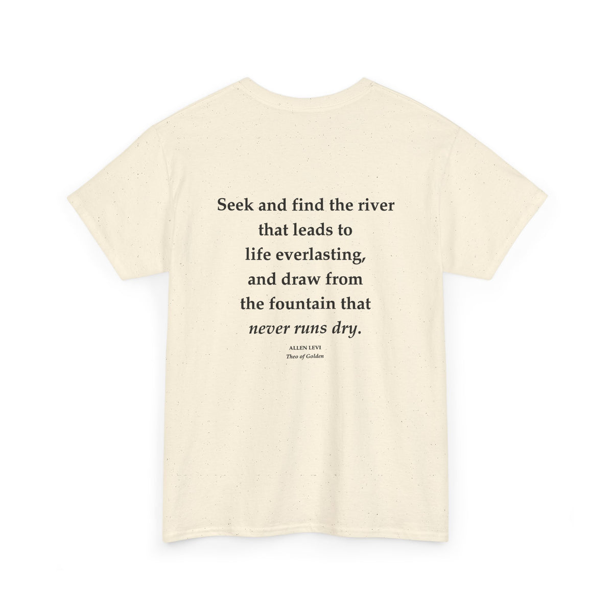 Inspirational Quote T‑Shirt — “Seek and Find the River” Feather Graphic