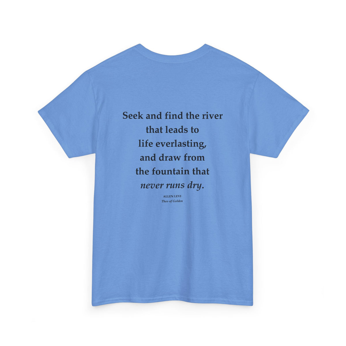 Inspirational Quote T‑Shirt — “Seek and Find the River” Feather Graphic