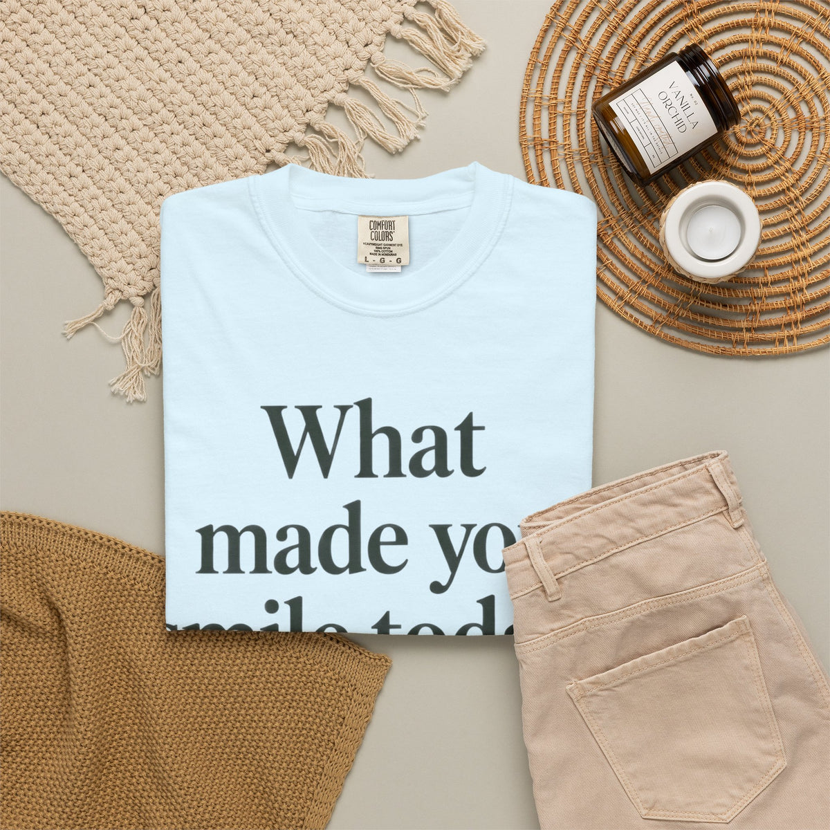 Positive Message T-Shirt — "What Made You Smile Today?" Front & Back Inspirational Tee