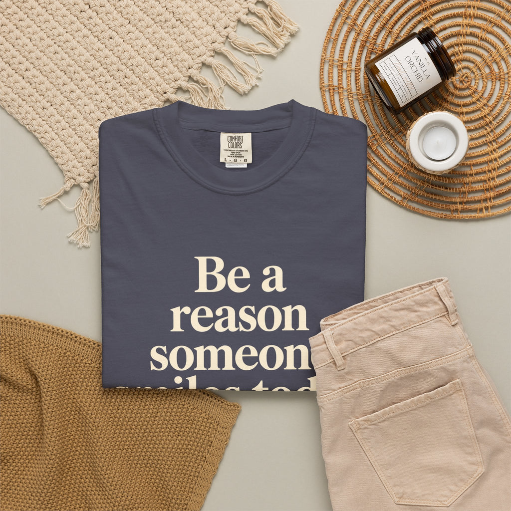 Inspirational Smile T-Shirt — “Be a reason someone smiles today” Motivational Tee