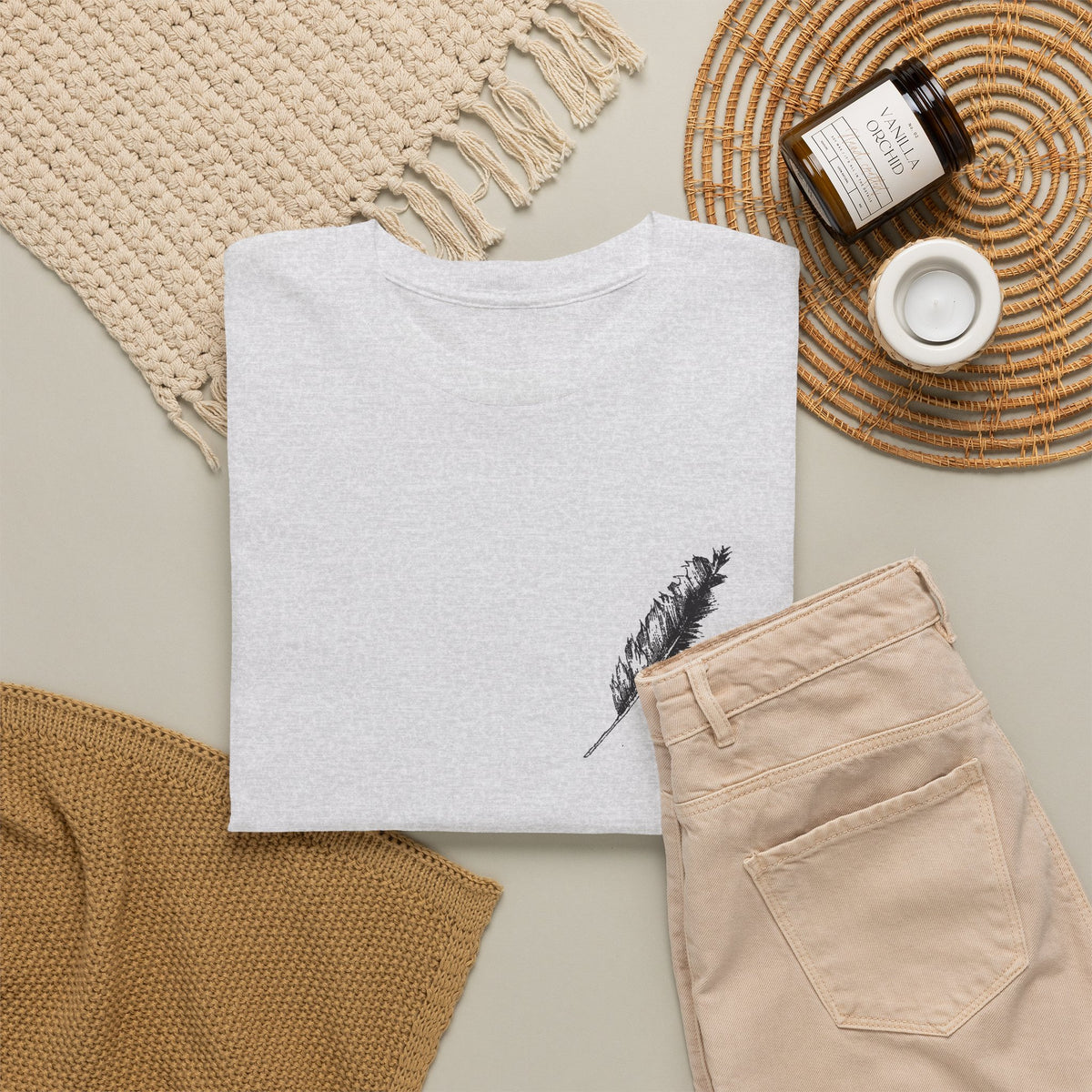 Inspirational Quote T‑Shirt — “Seek and Find the River” Feather Graphic